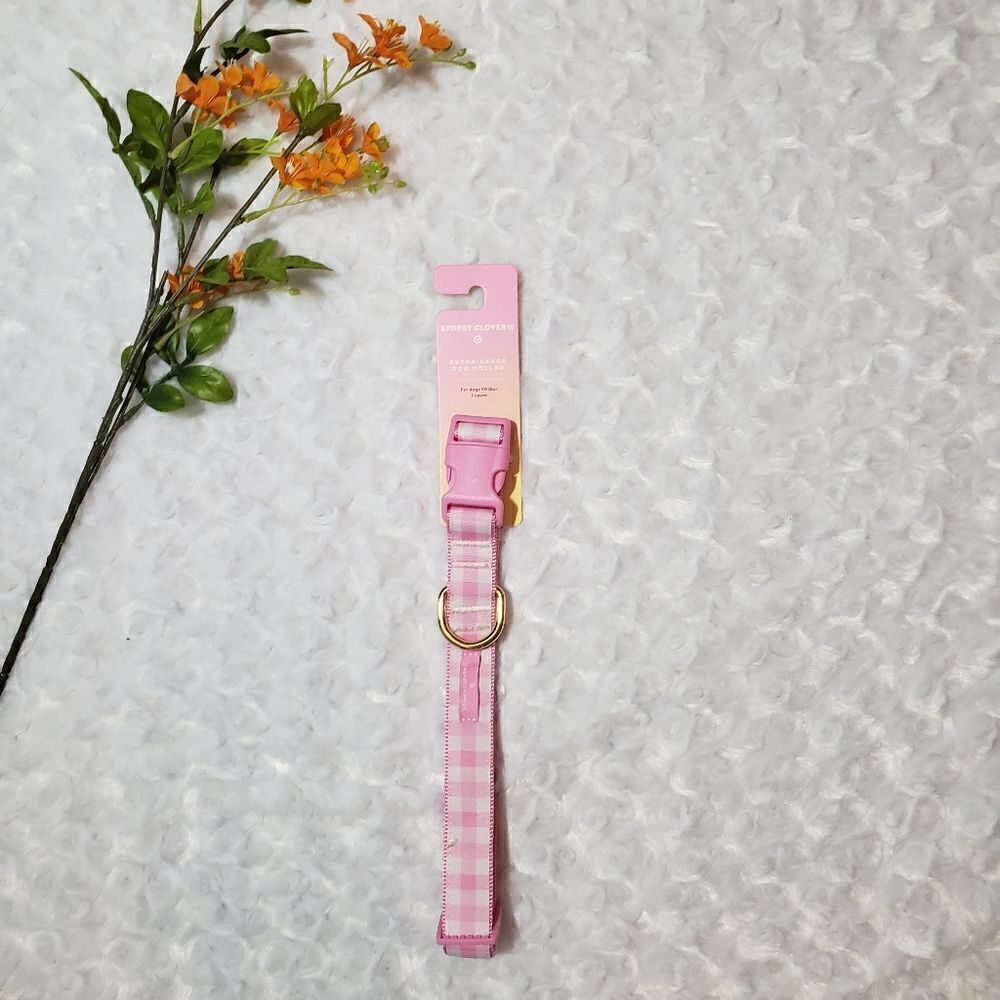 Stoney Clover Lane x Target light pink and white plaid extra large dog collar